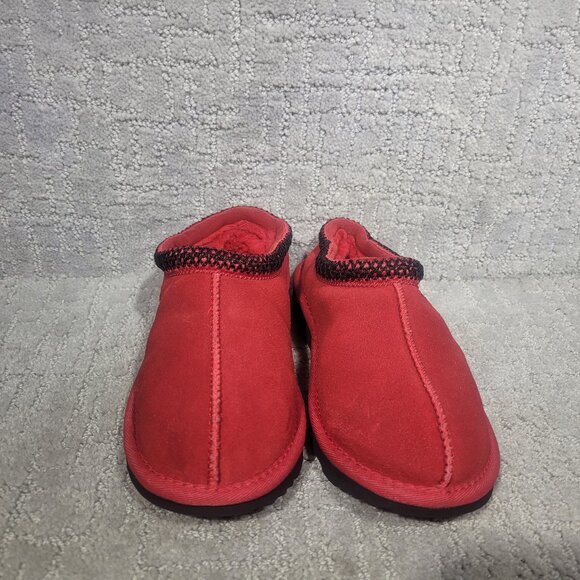 UGG Tasman II Kids Size 3 Samba Red Suede Shearling Lining Slip On Slippers Shoe - Picture 2 of 11